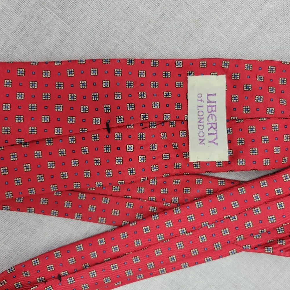 Liberty of London Red Patterned Silk Neck Tie - Picture 5 of 7